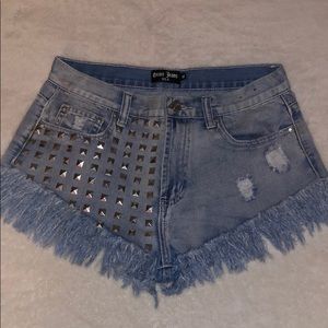 High wasted studded shorts
